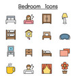 bedroom color line icon set vector image vector image