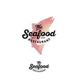 Seafood restaurant logo salmon vintage style Vector Image