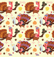 seamless pattern cartoon thanksgiving turkey vector image