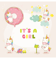 baby unicorn set - shower or arrival card vector image