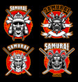 set vintage monochrome samurai helmets vector image