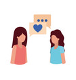 women talking with speech bubble avatar character vector image