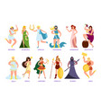 ancient greek gods and goddesses cartoon vector image