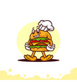 burger chef mascot character logo vector image vector image