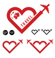 travel love in heart icon set vector image