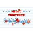 cartoon greeting blue card merry christmas vector image