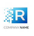 letter r logo symbol in colorful square vector image