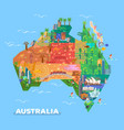 map of australia with landmarks architecture vector image vector image