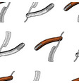 seamless pattern straight razor for shaving vector image