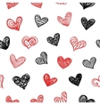 seamless pattern with doodle valentine hearts vector image