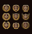 golden laurel wreaths premium quality labels vector image