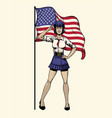 saluting sexy american pinup girl soldier vector image