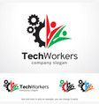 tech workers logo template design vector image