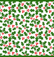 winter background of holly seamless pattern vector image
