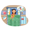 young girl lying in bed dreaming vector image vector image