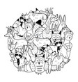 circle shape coloring page with woodland animals vector image vector image