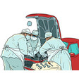 doctors are repairing the car auto repair vector image