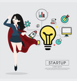 superhero business woman cartoon for start up vector image
