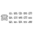motorhome icons set outline style vector image