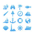 big set of nautical icons for vacation and travel vector image vector image