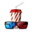 cinema - 3d glasses and red striped vector image