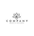 minimal lotus flower with drop line style logo vector image