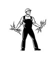 electrician lineworker holding a bunch vector image vector image