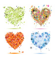 four seasons hearts - spring summer autumn winter vector image