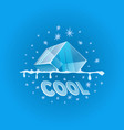 melting ice cube icon with lettering text cool vector image vector image