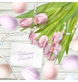 easter eggs on wood background eps 10 vector image