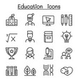 school education icon set in thin line style vector image