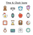 time and clock color line icon set vector image vector image