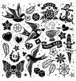black and white tattoo set vector image