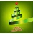 christmas tree from green ribbon and star eps 10 vector image vector image