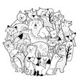 circle shape coloring page with funny forest vector image vector image