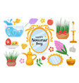 happy nowruz day objects set collection design vector image