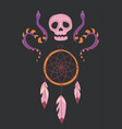 magic card dreamcatcher with snakes and skull vector image vector image