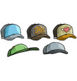 cartoon different cap or hat icon big set vector image