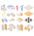 isometric interior design project set vector image