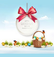 holiday easter background with eggs in a basket vector image vector image