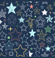 hand drawn stars - seamless pattern vector image