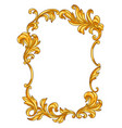 decorative floral frame in baroque style golden vector image