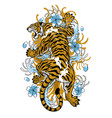 japanese tattoo design with tiger vector image