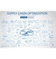 supply chain optimization concept with doodle vector image