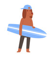 surf dog animal surfer character surfing vector image