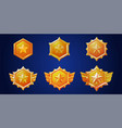 gold game badge rank medal ui icon set vector image