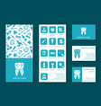 template of flyer and business cards for dental vector image