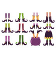 witch legs cartoon witches feet in shoes boots vector image