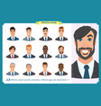 business men flat avatars set with smiling face vector image