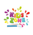 Kids zone colorful banner cartoon letters and Vector Image